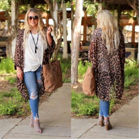 SKYE by Infinity Raine Sweaters - PLUS Leopard Print Kimono